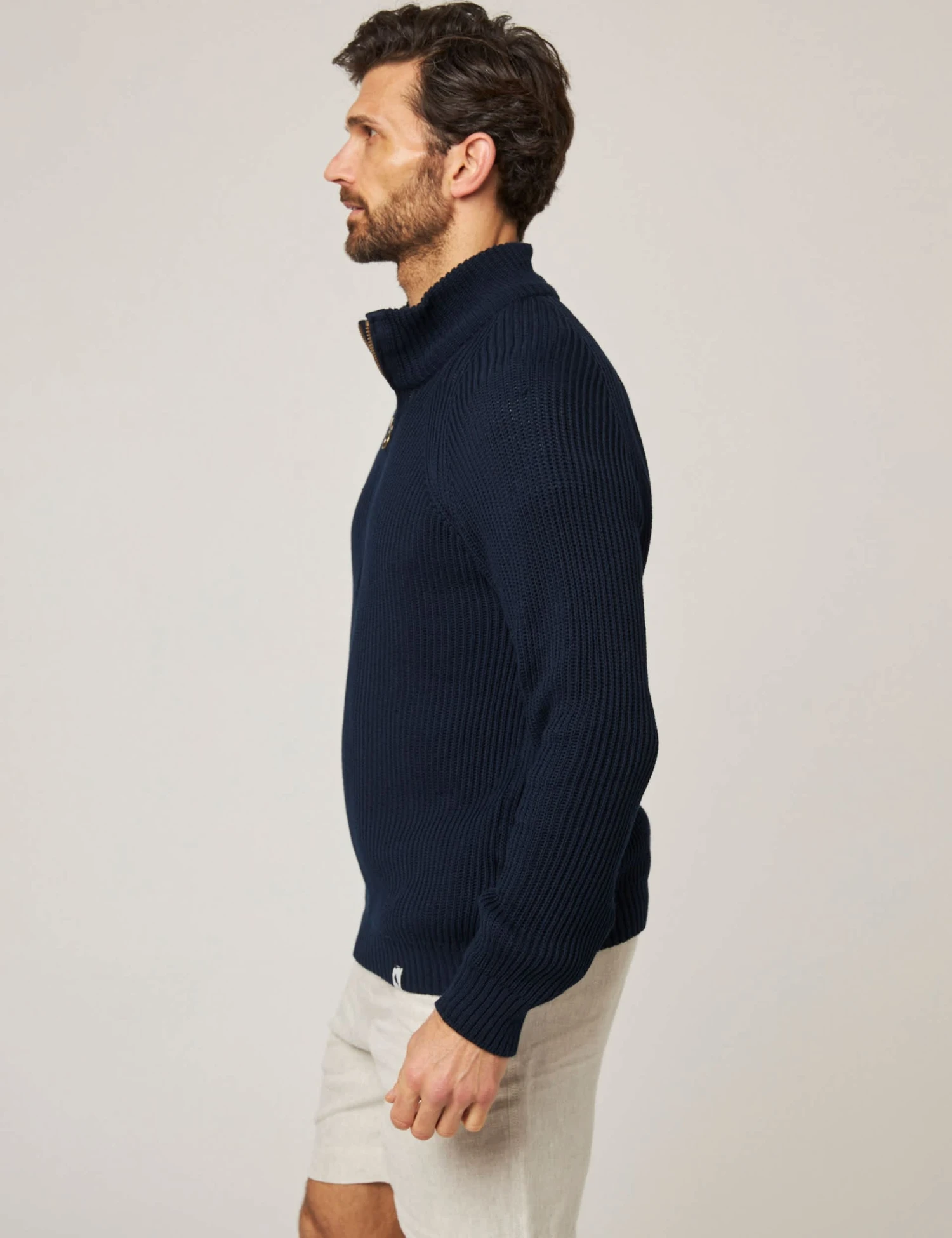 Pure Cotton Ribbed Quarter Zip Jumper 5 Pure Cotton Ribbed Quarter Zip Jumper - Image 5
