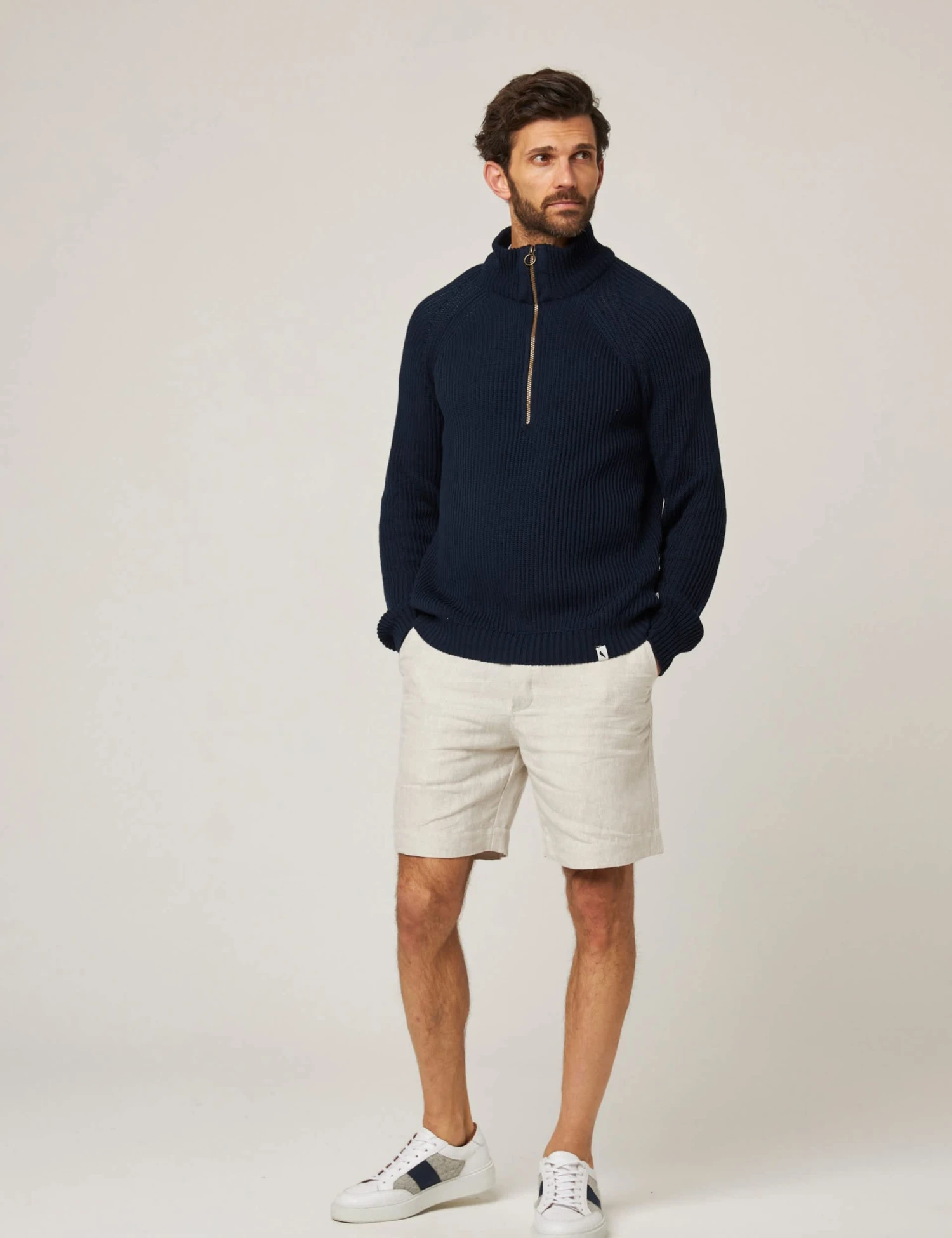 Pure Cotton Ribbed Quarter Zip Jumper 1 Pure Cotton Ribbed Quarter Zip Jumper