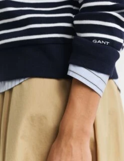 Gant Pure Cotton Ribbed Striped Sweatshirt -Marksandspencer Sale Store Pure Cotton Ribbed Striped Sweatshirt 2
