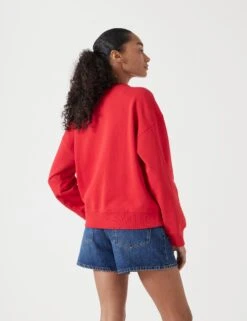 Pure Cotton Slogan Crew Neck Sweatshirt -Marksandspencer Sale Store Pure Cotton Slogan Crew Neck Sweatshirt 2