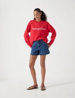 Pure Cotton Slogan Crew Neck Sweatshirt -Marksandspencer Sale Store Pure Cotton Slogan Crew Neck Sweatshirt 4