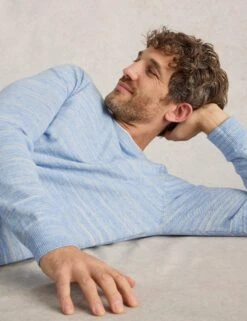 WHITE STUFF Pure Cotton Space Dye Crew Neck Jumper -Marksandspencer Sale Store Pure Cotton Space Dye Crew Neck Jumper 4