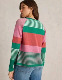 WHITE STUFF Pure Cotton Striped Cardigan -Marksandspencer Sale Store Pure Cotton Striped Cardigan 3