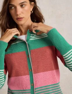 WHITE STUFF Pure Cotton Striped Cardigan -Marksandspencer Sale Store Pure Cotton Striped Cardigan 4
