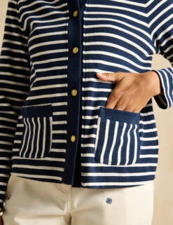Joules Pure Cotton Striped Collared Cardigan -Marksandspencer Sale Store Pure Cotton Striped Collared Cardigan 4