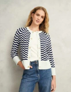 Pure Cotton Striped Pointelle Cardigan -Marksandspencer Sale Store Pure Cotton Striped Pointelle Cardigan 6