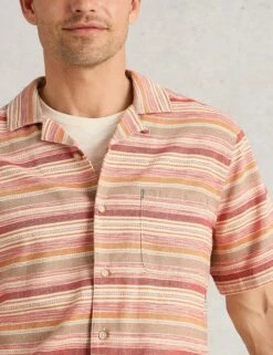 WHITE STUFF Pure Cotton Striped Short Sleeve Shirt -Marksandspencer Sale Store Pure Cotton Striped Short Sleeve Shirt 4