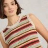 WHITE STUFF Pure Cotton Striped Textured Knitted Vest