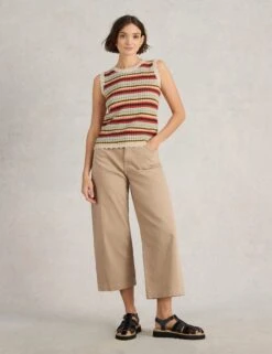 WHITE STUFF Pure Cotton Striped Textured Knitted Vest -Marksandspencer Sale Store Pure Cotton Striped Textured Knitted Vest 2