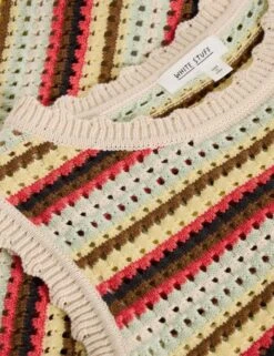 WHITE STUFF Pure Cotton Striped Textured Knitted Vest -Marksandspencer Sale Store Pure Cotton Striped Textured Knitted Vest 5