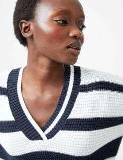 French Connection Pure Cotton Striped V-Neck Jumper 8 French Connection Pure Cotton Striped V-Neck Jumper -Marksandspencer Sale Store Pure Cotton Striped V Neck Jumper 2