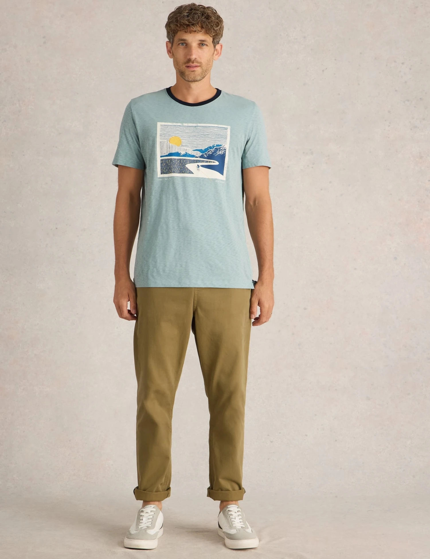 WHITE STUFF Pure Cotton Sunset Cycle Graphic T-Shirt 1 WHITE STUFF Pure Cotton Sunset Cycle Graphic T-Shirt