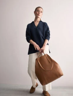 Jaeger Pure Cotton Textured Collared Relaxed Jumper -Marksandspencer Sale Store Pure Cotton Textured Collared Relaxed Jumper 2