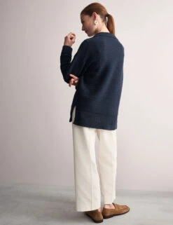 Jaeger Pure Cotton Textured Collared Relaxed Jumper -Marksandspencer Sale Store Pure Cotton Textured Collared Relaxed Jumper 4