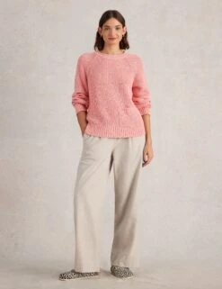 WHITE STUFF Pure Cotton Textured Crew Neck Jumper -Marksandspencer Sale Store Pure Cotton Textured Crew Neck Jumper 2