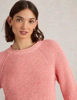 WHITE STUFF Pure Cotton Textured Crew Neck Jumper -Marksandspencer Sale Store Pure Cotton Textured Crew Neck Jumper 4