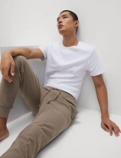 Pure Cotton Textured Joggers -Marksandspencer Sale Store Pure Cotton Textured Joggers 3