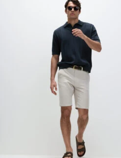 Pure Cotton Textured Knitted Polo Shirt -Marksandspencer Sale Store Pure Cotton Textured Knitted Polo Shirt 3