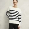 Pure Cotton Textured Striped Jumper -Marksandspencer Sale Store Pure Cotton Textured Striped Jumper
