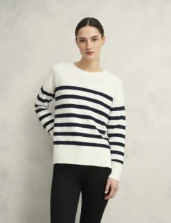 Pure Cotton Textured Striped Jumper