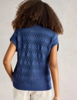 WHITE STUFF Pure Cotton Textured V-Neck Knitted Waistcoat 21 WHITE STUFF Pure Cotton Textured V-Neck Knitted Waistcoat -Marksandspencer Sale Store Pure Cotton Textured V Neck Knitted Waistcoat 3