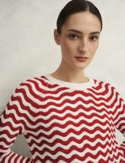 Pure Cotton Wavy Striped Jumper -Marksandspencer Sale Store Pure Cotton Wavy Striped Jumper 5
