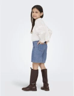 Pure Cotton Wide Leg Denim Shorts (8-14 Yrs) -Marksandspencer Sale Store Pure Cotton Wide Leg Denim Shorts 8 14 Yrs 1 2