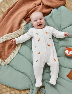 Pure Cotton Woodland Sleepsuit (0-9 Mths)
