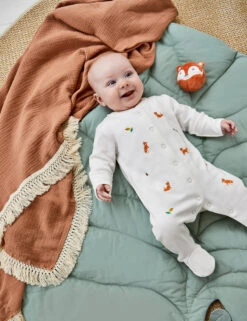 Pure Cotton Woodland Sleepsuit (0-9 Mths) -Marksandspencer Sale Store Pure Cotton Woodland Sleepsuit 0 9 Mths 1 2