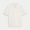 Pure Cotton Zip Up Knitted Polo Shirt