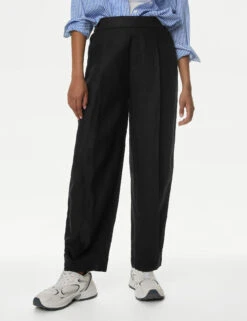 Pure Linen Carrot Leg Trousers -Marksandspencer Sale Store Pure Linen Carrot Leg Trousers 2
