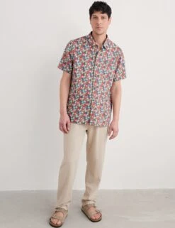 Pure Linen Floral Shirt -Marksandspencer Sale Store Pure Linen Floral Shirt 1