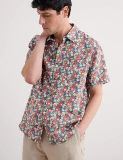 Pure Linen Floral Shirt -Marksandspencer Sale Store Pure Linen Floral Shirt 2
