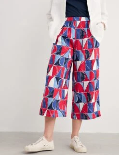 Pure Linen Geometric Wide Leg Culottes -Marksandspencer Sale Store Pure Linen Geometric Wide Leg Culottes 2