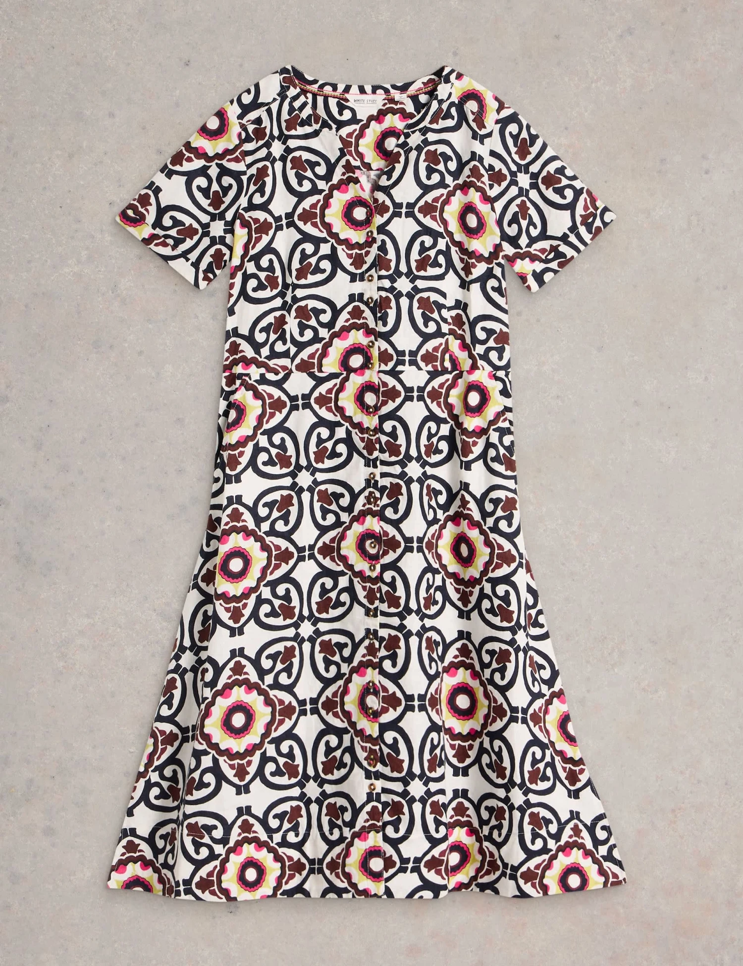 WHITE STUFF Pure Linen Printed Midi Shirt Dress 2 WHITE STUFF Pure Linen Printed Midi Shirt Dress - Image 2