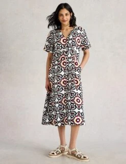WHITE STUFF Pure Linen Printed Midi Shirt Dress 14 WHITE STUFF Pure Linen Printed Midi Shirt Dress -Marksandspencer Sale Store Pure Linen Printed Midi Shirt Dress 2
