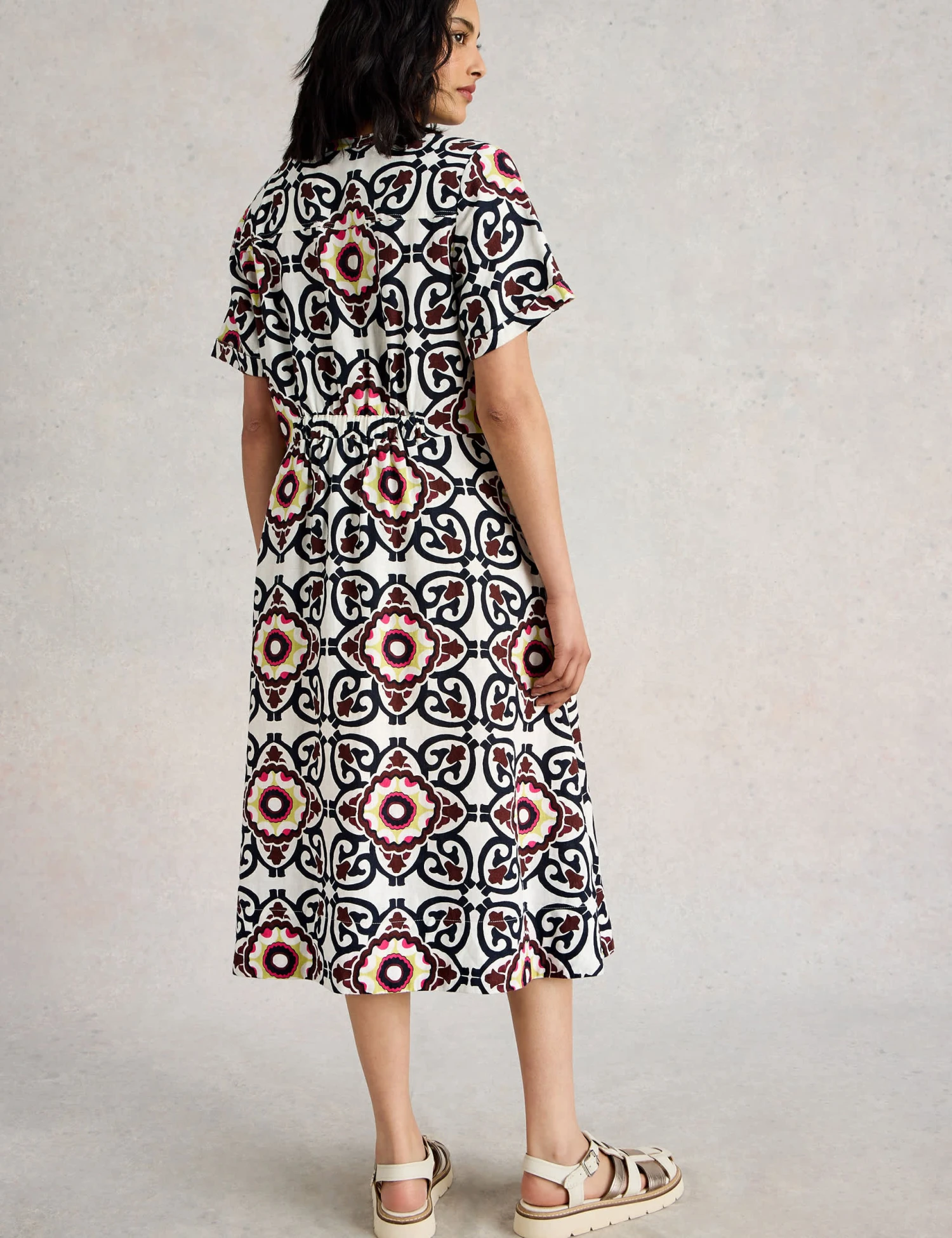 WHITE STUFF Pure Linen Printed Midi Shirt Dress 4 WHITE STUFF Pure Linen Printed Midi Shirt Dress - Image 4