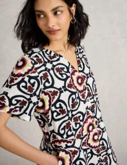 WHITE STUFF Pure Linen Printed Midi Shirt Dress 16 WHITE STUFF Pure Linen Printed Midi Shirt Dress -Marksandspencer Sale Store Pure Linen Printed Midi Shirt Dress 4
