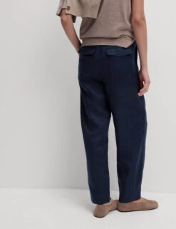 Pure Linen Tapered Trousers -Marksandspencer Sale Store Pure Linen Tapered Trousers 3
