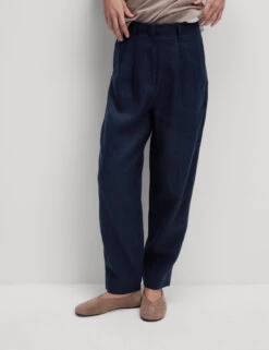 Pure Linen Tapered Trousers -Marksandspencer Sale Store Pure Linen Tapered Trousers 4
