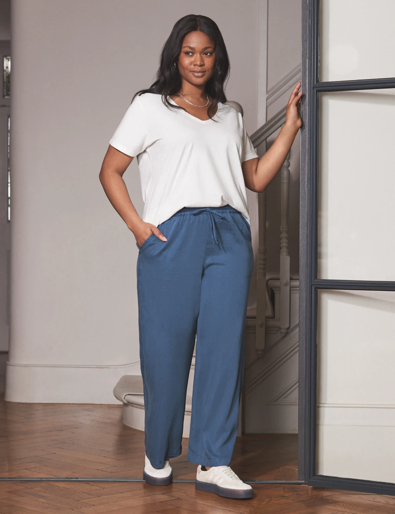 Pure Lyocell Drawstring Wide Leg Trousers 3 Pure Lyocell Drawstring Wide Leg Trousers - Image 3