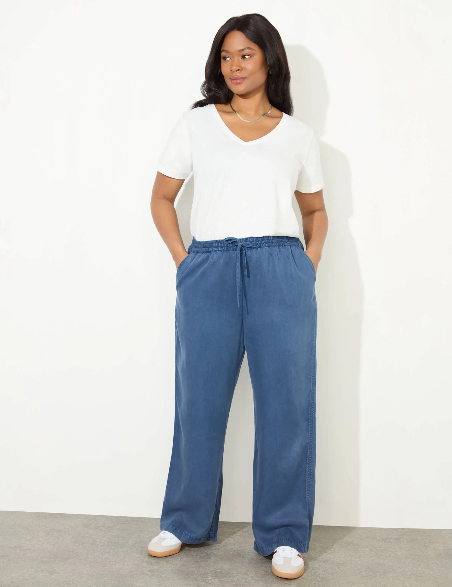 Pure Lyocell Drawstring Wide Leg Trousers 4 Pure Lyocell Drawstring Wide Leg Trousers - Image 4