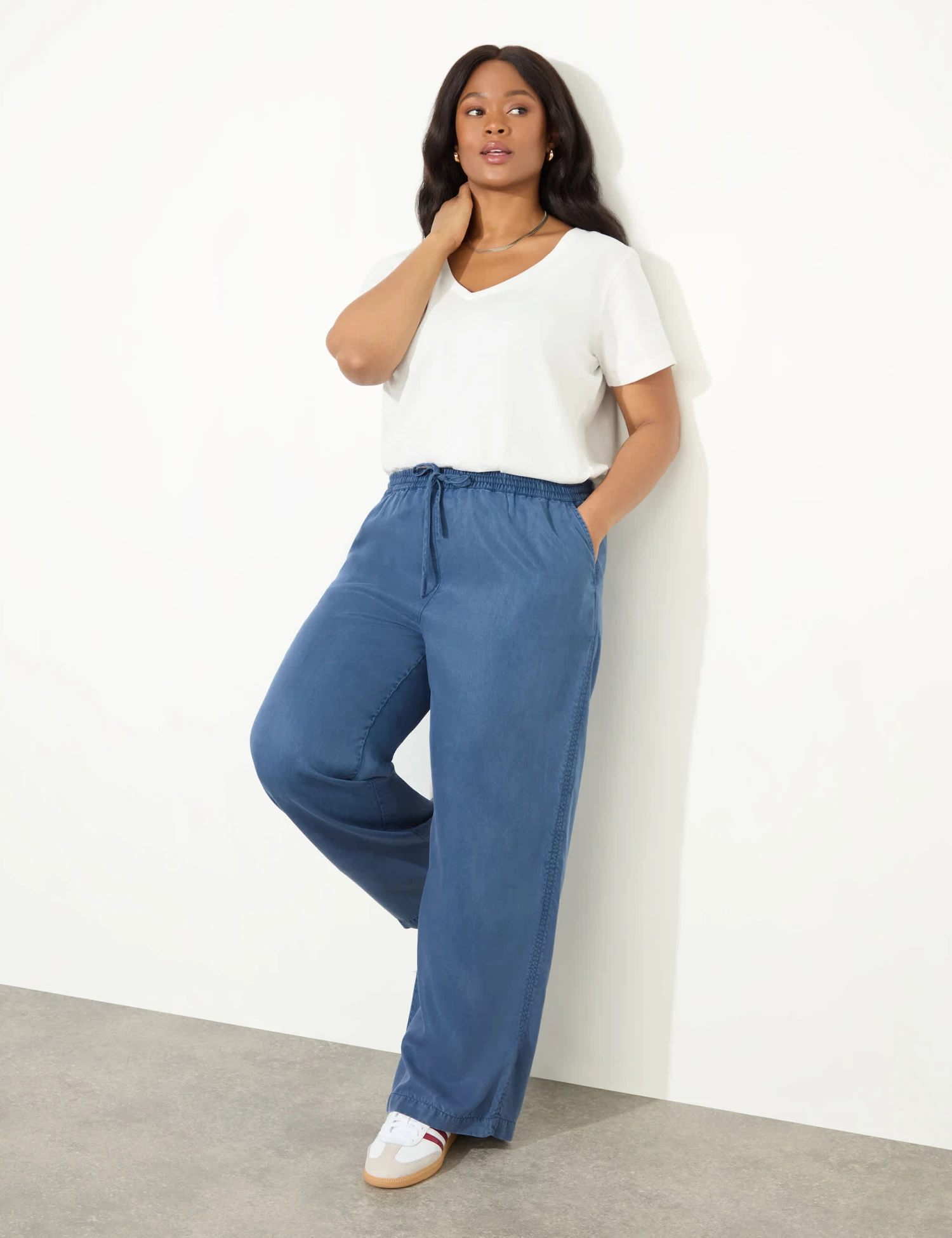 Pure Lyocell Drawstring Wide Leg Trousers 5 Pure Lyocell Drawstring Wide Leg Trousers - Image 5