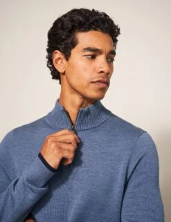 WHITE STUFF Pure Merino Wool Funnel Neck Half Zip Jumper -Marksandspencer Sale Store Pure Merino Wool Funnel Neck Half Zip Jumper 4