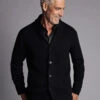 Pure Merino Wool Rib Shawl Collar Cardigan