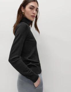 Pure Merino Wool Roll Neck Jumper -Marksandspencer Sale Store Pure Merino Wool Roll Neck Jumper 3