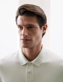 Pure Supima® Cotton Textured Polo Shirt -Marksandspencer Sale Store Pure Supima Cotton Textured Polo Shirt 2