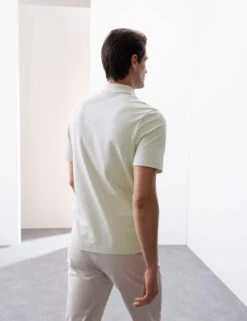 Pure Supima® Cotton Textured Polo Shirt -Marksandspencer Sale Store Pure Supima Cotton Textured Polo Shirt 4