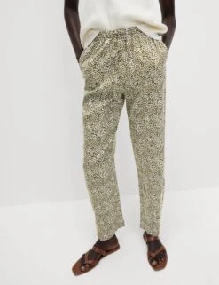 Pure Twill Printed High Waisted Tapered Trousers -Marksandspencer Sale Store Pure Twill Printed High Waisted Tapered Trousers 3