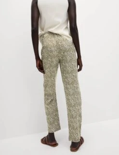 Pure Twill Printed High Waisted Tapered Trousers -Marksandspencer Sale Store Pure Twill Printed High Waisted Tapered Trousers 5
